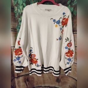 Woman Within Embroidered Sweater